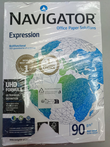 Navigator Expression - Paquete 500 folios de papel para impresora/fotocopiadora 90g/m² A4, Blanco